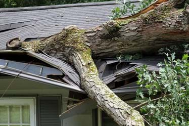 Storm damage to house in storm