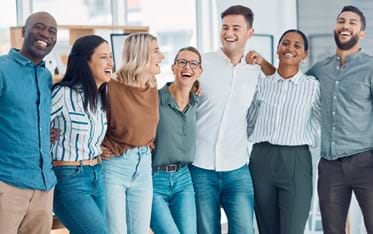 team happily working for co-op organisation