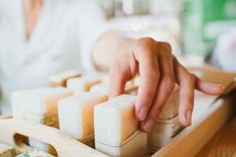 someone buying organic soap